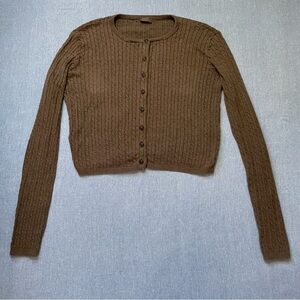 John Galt Brown Zoe Cable Knit Cardigan in Brown